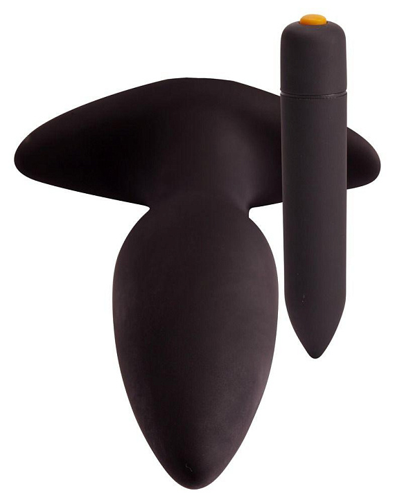 Чёрная анальная пробка с вибрацией Vibrating Butt Plug - 14,5 см. от Intimcat