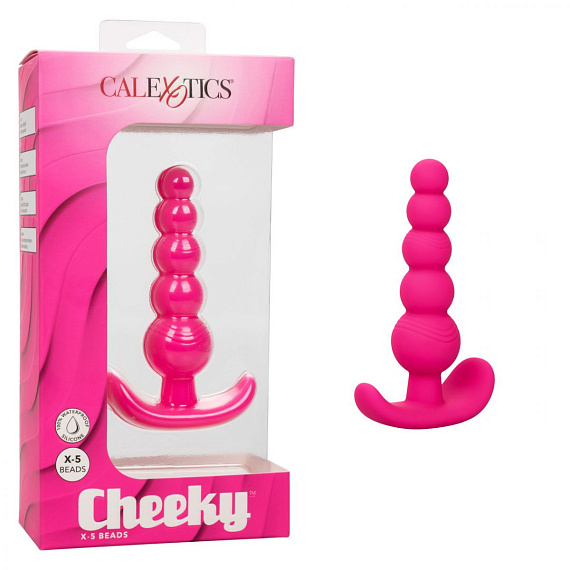Розовая анальная елочка для ношения Cheeky X-5 Beads - 10,75 см. - силикон