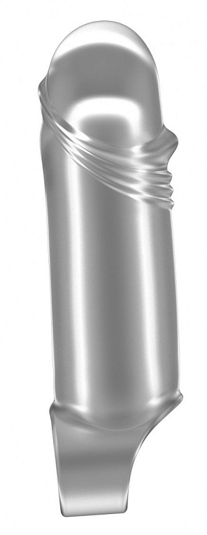 Прозрачная увеличивающая насадка с кольцом N35 Stretchy Thick Penis - 15,2 см. - термопластичный эластомер (TPE)