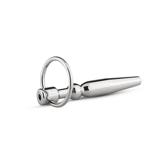 Уретральный стимулятор Sinner Hollow Penis Plug with Ring - 11 см. - металл