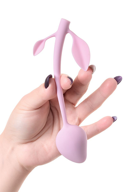 Розовый силиконовый вагинальный шарик с лепесточками - фото 6