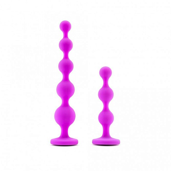 Набор из 2 лиловых анальных цепочек с кристаллами в основании Pink Vibe