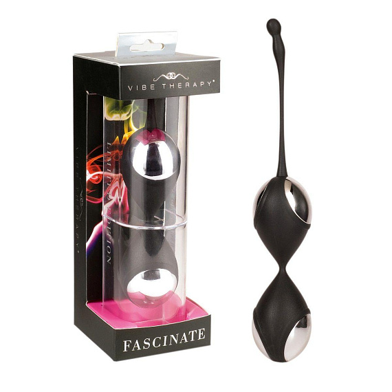 Чёрные вагинальные шарики Fascinate Limited Edition - анодированный пластик, силикон