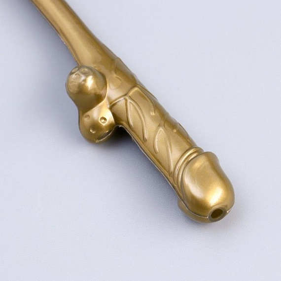 Золотистые коктейльные трубочки в виде пениса - 5 шт. от Intimcat