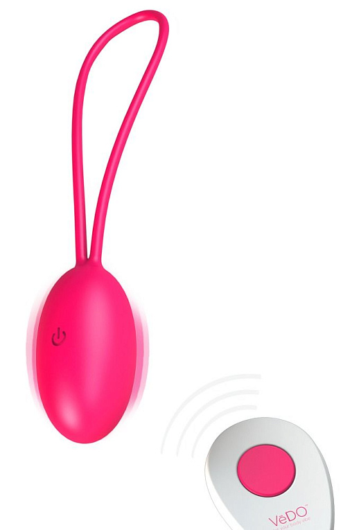 Розовое виброяйцо VeDO Peach с пультом ДУ - силикон