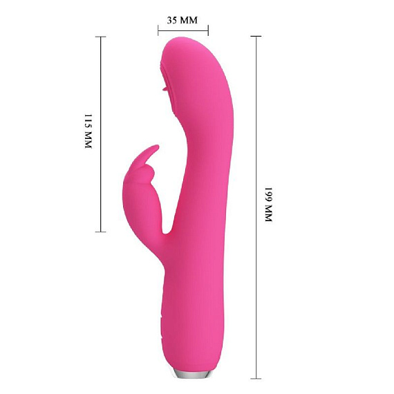 Розовый вибромассажер-кролик Rachel с имитацией оральных ласк - 19,9 см. - силикон