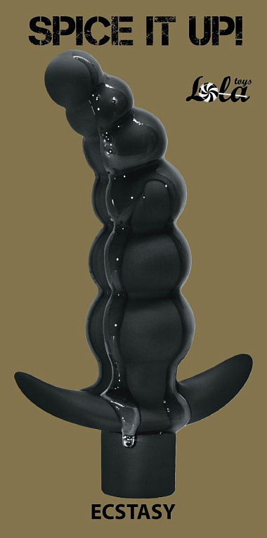 Чёрная анальная ёлочка с вибрацией Ecstasy - 14 см. от Intimcat
