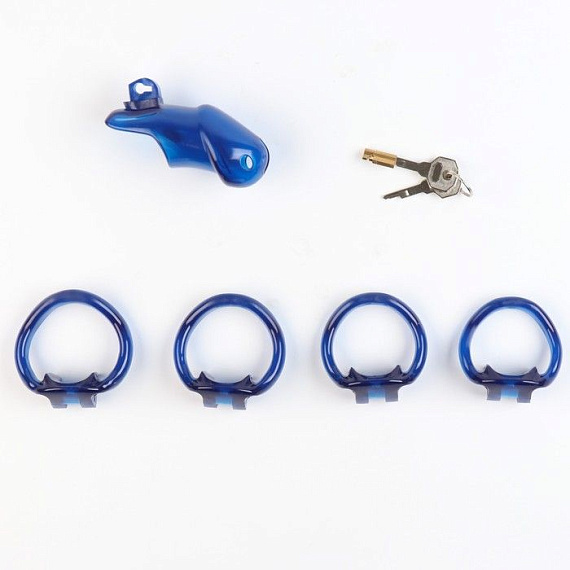 Синий мужской пояс верности «Оки-Чпоки» - анодированный пластик (ABS)