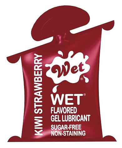 Лубрикант Wet Flavored Kiwi Strawberry с ароматом киви и клубники - 10 мл.