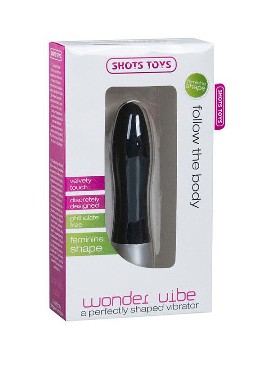 Чёрный вибромассажёр Wonder Vibe - 19 см. - анодированный пластик (ABS)