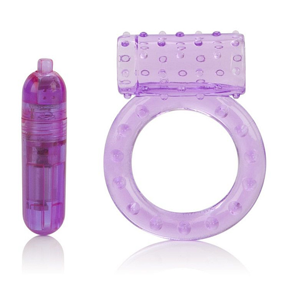 Фиолетовое эрекционное кольцо с вибрацией One Touch Nubby - термопластичный эластомер (TPE)
