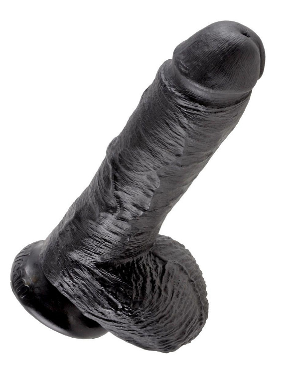 Чёрный фаллоимитатор 8  Cock with Balls - 21,3 см. - поливинилхлорид (ПВХ, PVC)