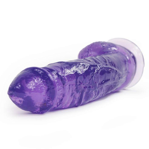 Фиолетовый фаллоимитатор на присоске из гелевого материала - 22,8 см. - поливинилхлорид (ПВХ, PVC)