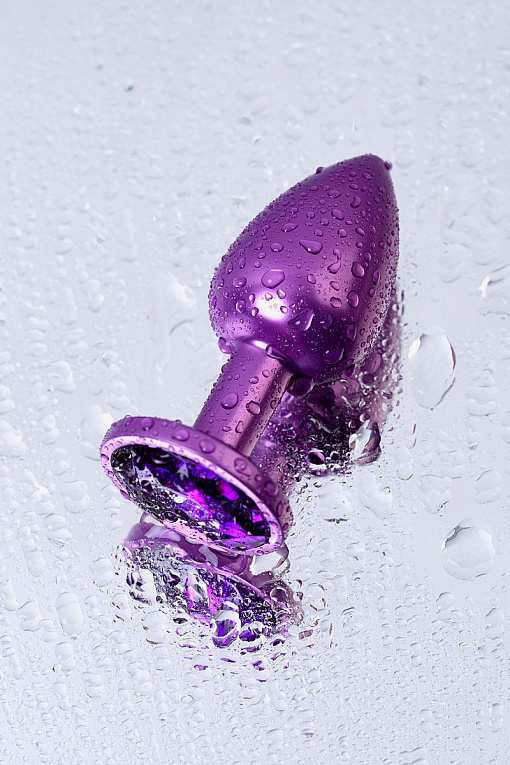 Фиолетовый анальный плаг с кристаллом фиолетового цвета - 7,2 см. - фото 10