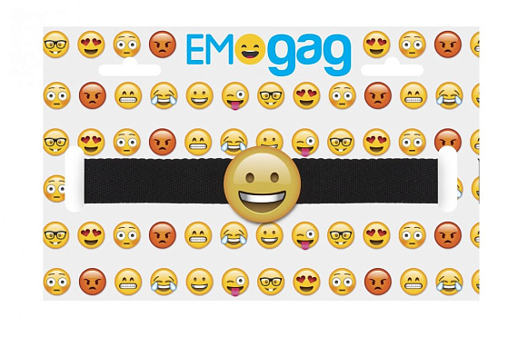 Кляп-смайлик Smiley Emoji с черными лентами от Intimcat