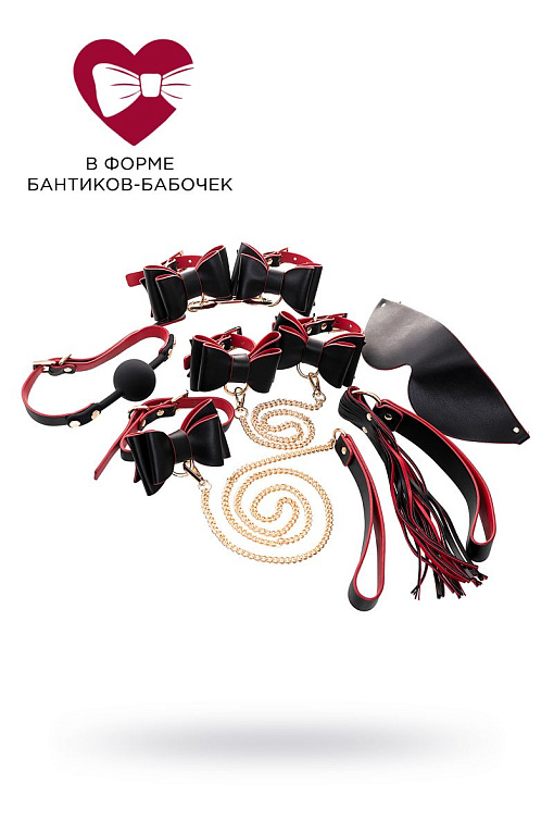 Черно-красный бондажный набор Bow-tie - полиуретан