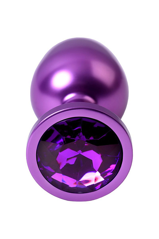 Фиолетовый анальный плаг с кристаллом фиолетового цвета - 8,2 см. ToyFa