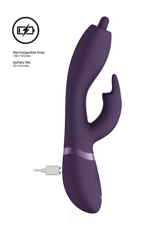 Фиолетовый вибромассажер-кролик Nilo - 22 см. - силикон