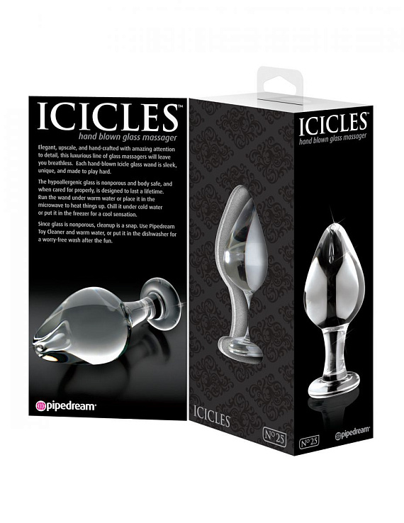Стеклянный анальный стимулятор ICICLES №25 - 9,5 см. - стекло