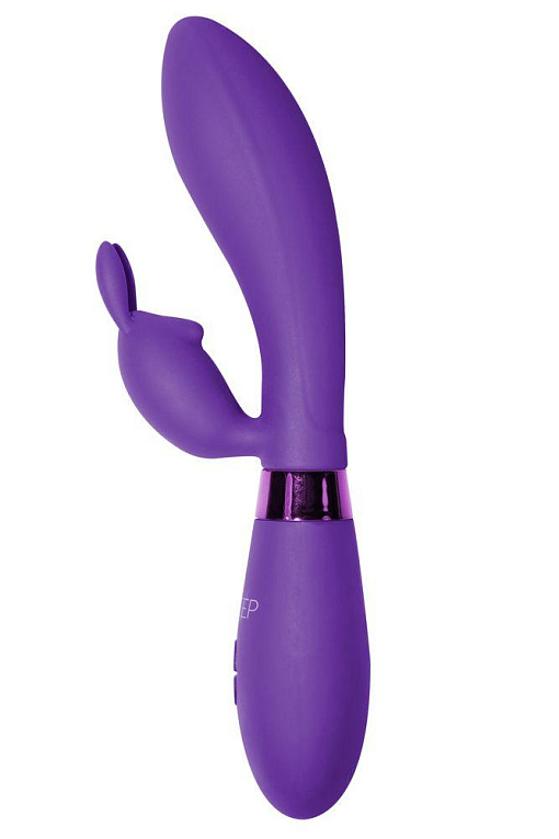 Фиолетовый вибратор Yonce с клиторальным зайчиком - 20,5 см. - силикон