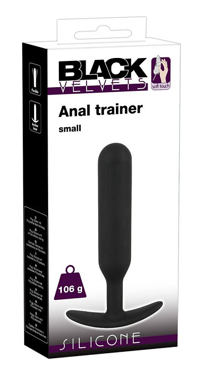 Черная утяжеленная анальная пробка Anal Trainer Small - 16 см. - силикон