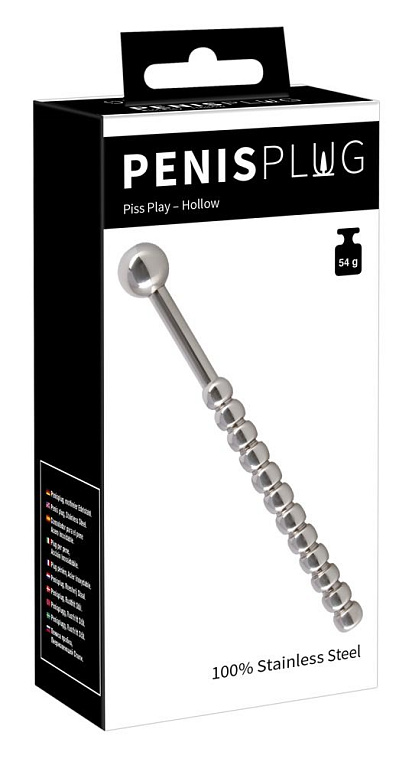 Серебристый уретральный стимулятор Penis Plug Piss Play - 14 см. Orion