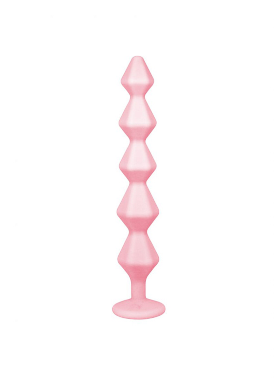 Розовая анальная цепочка с кристаллом Chummy - 16 см. от Intimcat