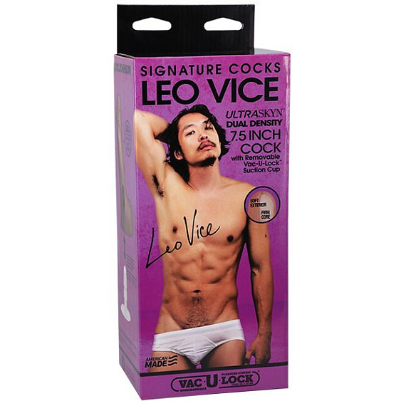 Телесный фаллоимитатор на съемной присоске Signature Cocks Leo Vice - 19,1 см. - ULTRASKYN