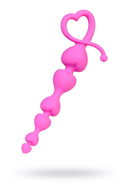 Розовая анальная цепочка из силикона - 18 см. - силикон