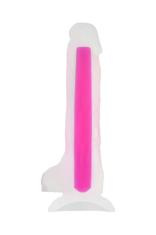 Прозрачно-розовый фаллоимитатор, светящийся в темноте, Clark Glow - 22 см. - силикон