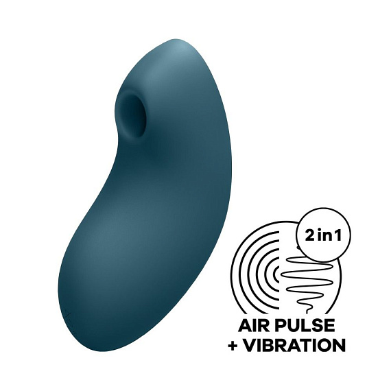 Синий вакуум-волновой вибростимулятор Vulva Lover 2 - силикон