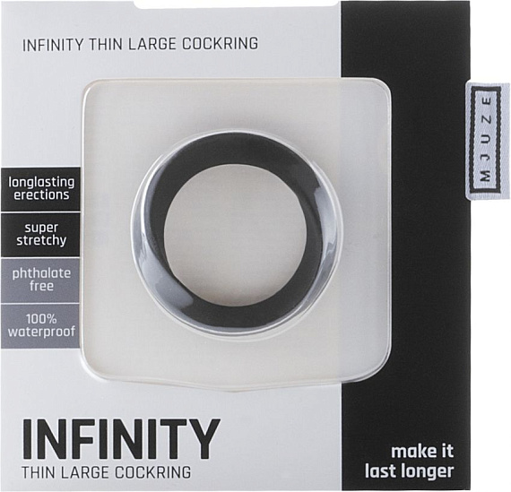 Чёрное эрекционное кольцо Infinity Thin Large - силикон
