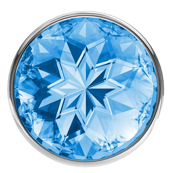 Малая серебристая анальная пробка Diamond Light blue Sparkle Small с голубым кристаллом - 7 см. от Intimcat