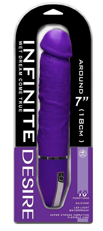 Фиолетовый вибратор-реалистик Infinite Desire - 26 см. - силикон