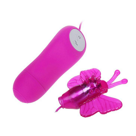 Розовый вибростимулятор в виде бабочки Cute Secret с проводным пультом - Термопластичная резина (TPR)