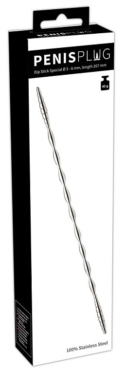 Серебристый уретральный плаг Dip Stick Special - 26,7 см. от Intimcat