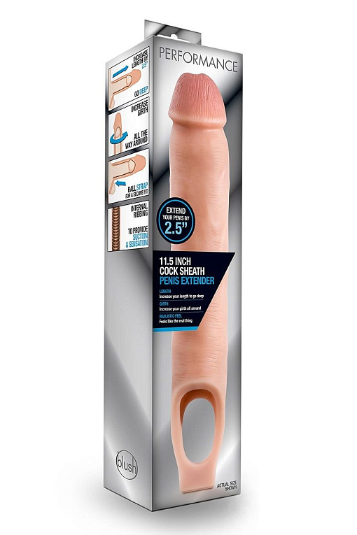 Телесная насадка на пенис 11.5 Inch Cock Sheath Penis Extender - 29,2 см. - термопластичный эластомер (TPE)