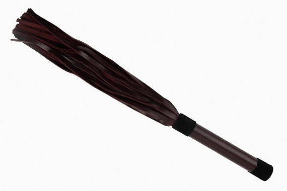 Бордовая многохвостая плеть с ручкой - 43 см. - натуральная кожа