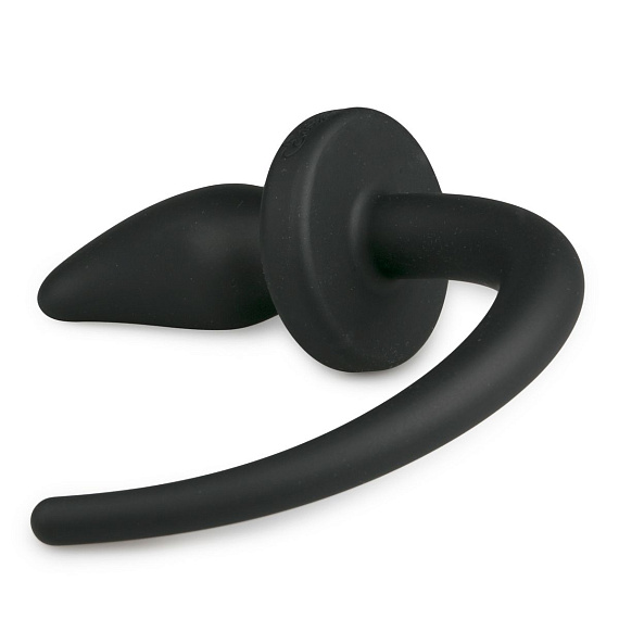 Черная анальная пробка Dog Tail Plug с хвостом - силикон