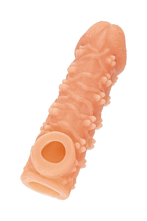 Телесная закрытая насадка с пучками шишечек Cock Sleeve 009 Size M - 15,6 см. KOKOS