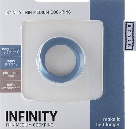 Синее эрекционное кольцо Infinity Thin Medium - силикон