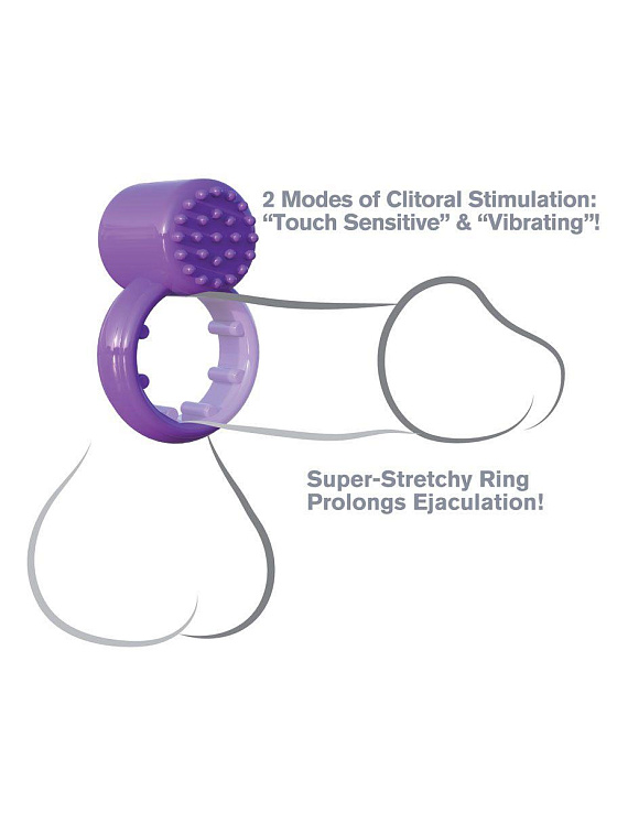 Фиолетовое эрекционное кольцо с вибрацией Sensual Touch Love Ring - фото 5