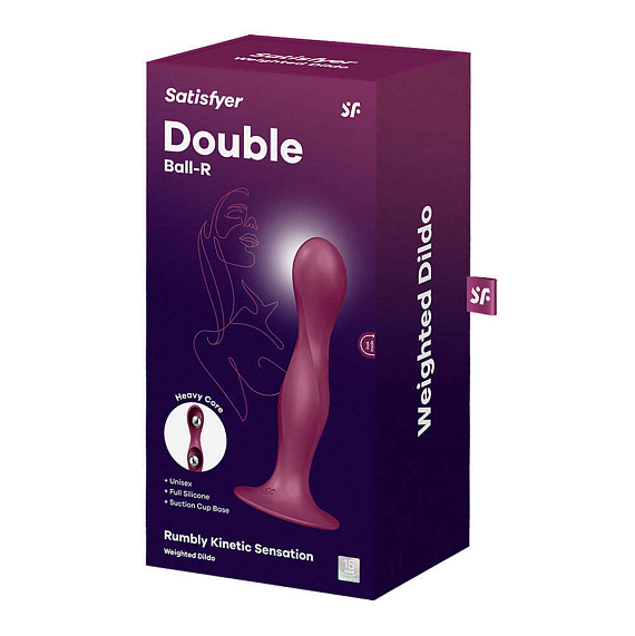 Малиновый фаллоимитатор Double Ball-R - 17,8 см. Satisfyer