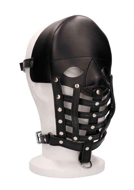 Черная маска-шлем Leather Male Mask от Intimcat