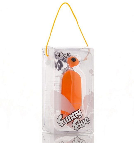 Оранжевое виброяйцо с выносным пультом-кнопкой - анодированный пластик (ABS)