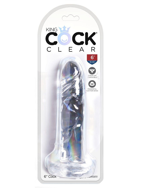 Прозрачный фаллоимитатор King Cock Clear 6 Cock - 18,4 см. Pipedream