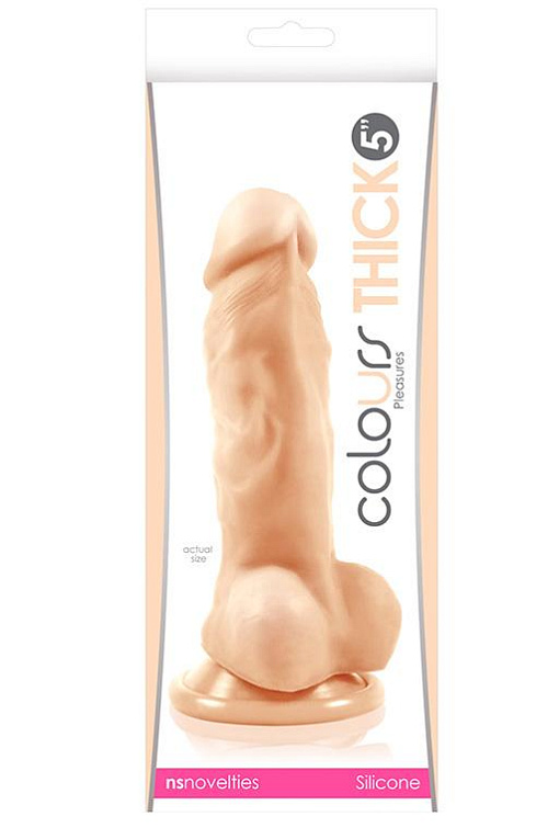 Телесный фаллоимитатор Colours Pleasures Thick 5  Dildo - 18,3 см. - силикон