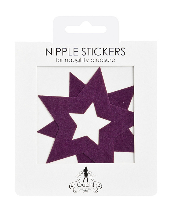 Фиолетовые наклейки-звёздочки на бюст - 