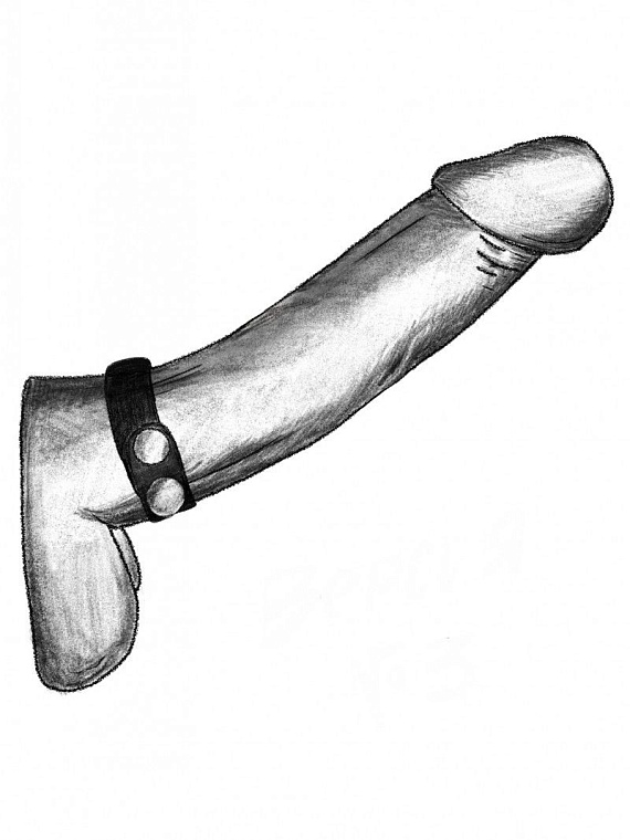 Черный узкий ремень-утяжка на пенис с металлическими кнопками - искусственная кожа