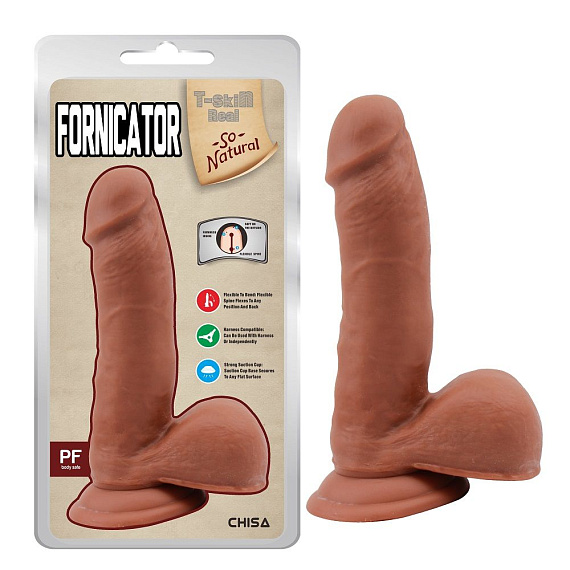 Кофейный фаллоимитатор на присоске Fornicator - 19 см. от Intimcat